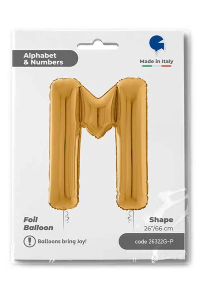 M Harf Grabo Altın Folyo Balon 66 cm - 4