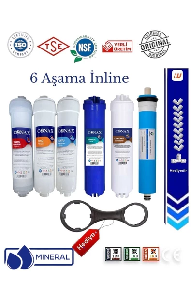 Conax Kapalı Kasa Su Arıtma Cihazı Ekstra Mineral 6 Aşamalı Filtre Seti