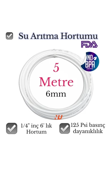 Nefa Su Arıtma Hortumu 1/4 inç 6 mm 5 metre