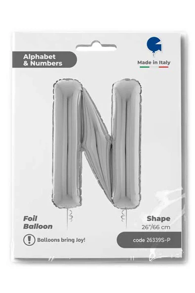 N Harf Grabo Gümüş Folyo Balon 66 cm - 4
