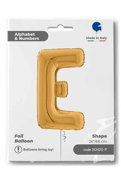 E Harf Grabo Altın Folyo Balon 66 cm - 4