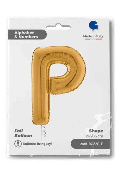 P Harf Grabo Altın Folyo Balon 66 cm - Resim 4