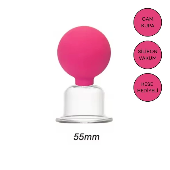 Silikon Vakumlu Boyun Bölgesi Kullanım İçin Cam Masaj Kupası No:4 Gül Pembe Renk ürün görseli