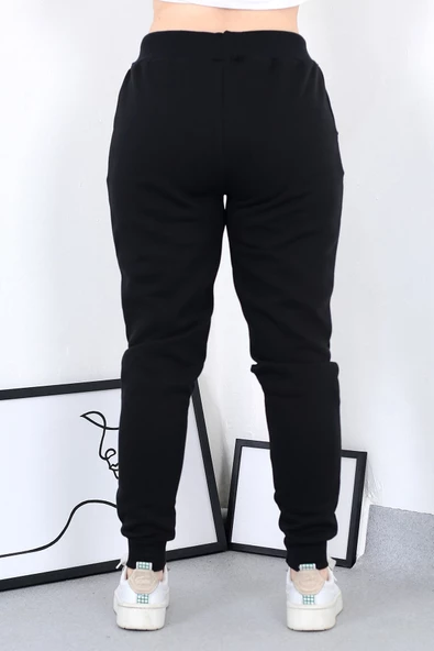 Kadın Bel Lastikli ve Paçası Manşetli Jogger Eşofman Altı - 5