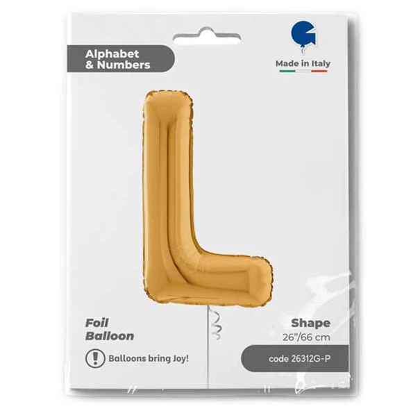 L Harf Grabo Altın Folyo Balon 66 cm - Resim 2
