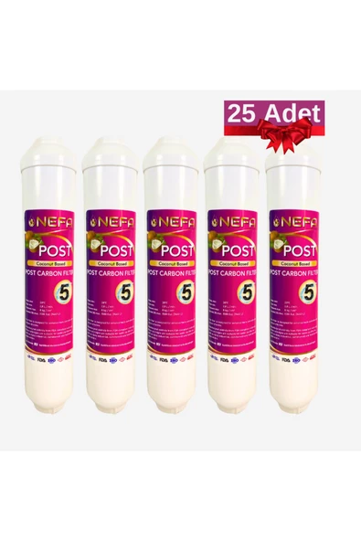 Nefa Coconut Based Post Carbon Filtre Su Arıtma (25 Adet)