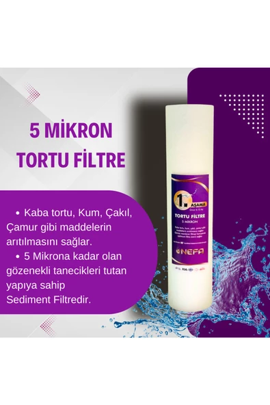 Nefa Açık Kasa Su Arıtma ve İhlas Aura Cebilion -Compact Model- Uyumlu 5'Li Filtre Seti - 2