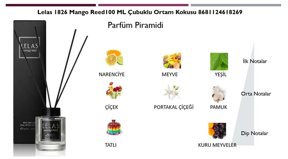 Lelas 1826 Mango Reed100 ML Çubuklu Ortam Kokusu-Meyveli - Resim 2