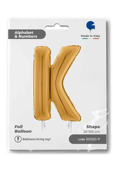 K Harf Grabo Altın Folyo Balon 66 cm - Resim 4