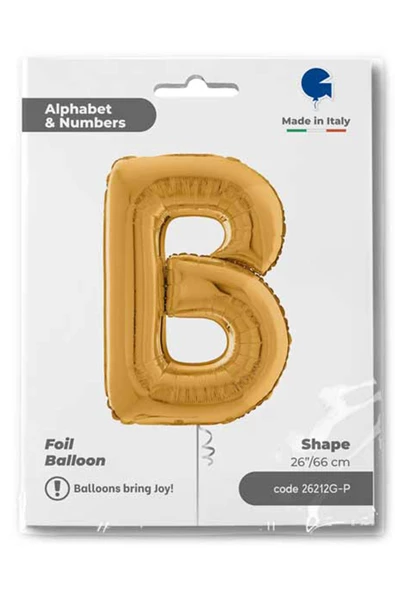 B Harf Grabo Altın Folyo Balon 66 cm - Resim 4