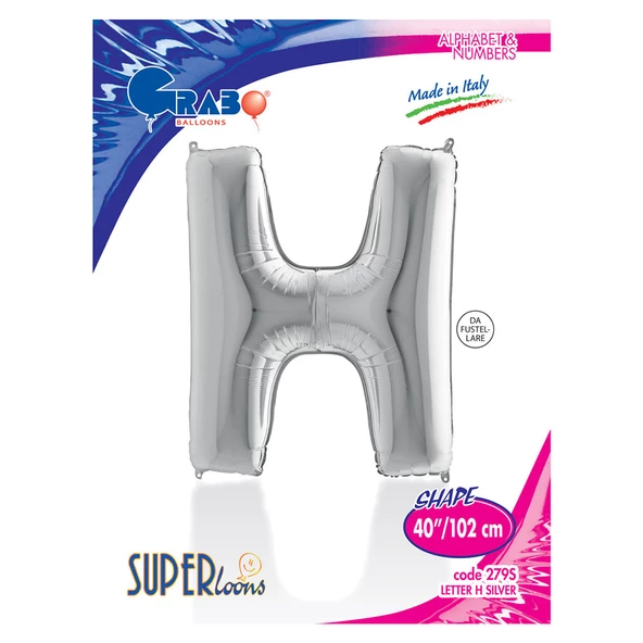 H Harf Grabo Gümüş Folyo Balon 102 cm - Resim 2