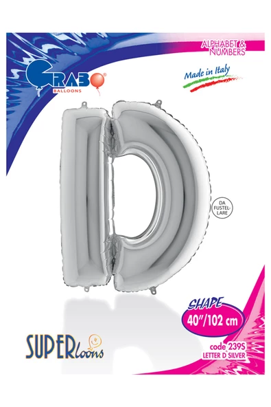D Harf Grabo Gümüş Folyo Balon 102 cm - Resim 4