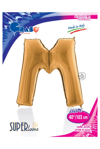 M Harf Grabo Altın Folyo Balon 102 cm - Resim 4