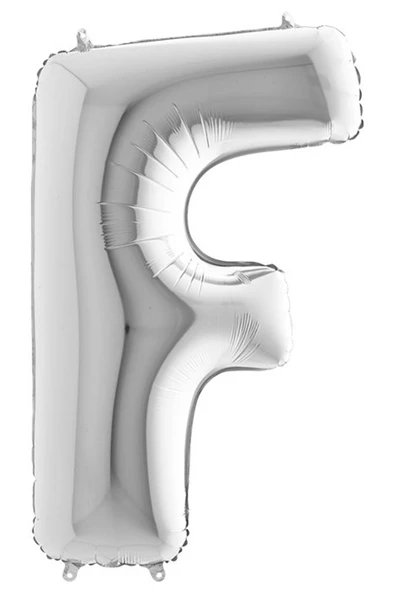 F Harf Grabo Gümüş Folyo Balon 102 cm - 3