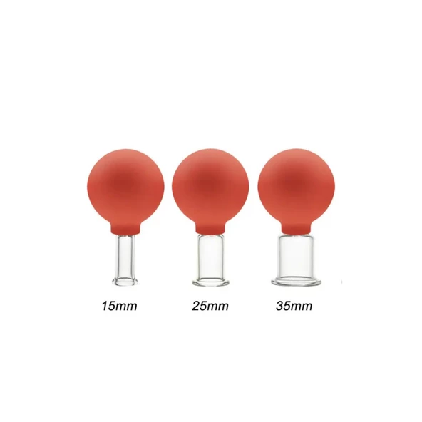 Silikon Vakumlu Cam Yüz Masaj Kupası 3'lü Set Turuncu Renk - 2