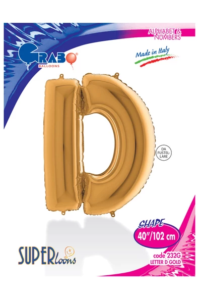D Harf Grabo Altın Folyo Balon 102 cm - Resim 4