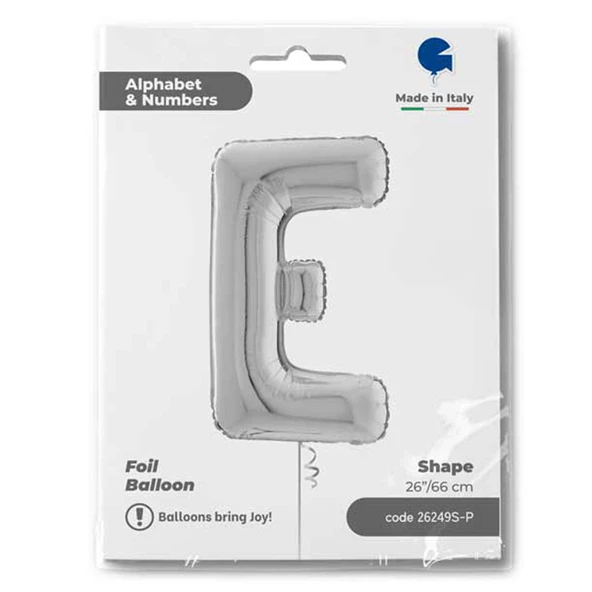 E Harf Grabo Gümüş Folyo Balon 66 cm - Resim 2