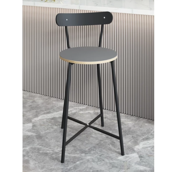 Eportatif Bar Sandalyesi Oval Mutfak Taburesi Füme 1513 - 3