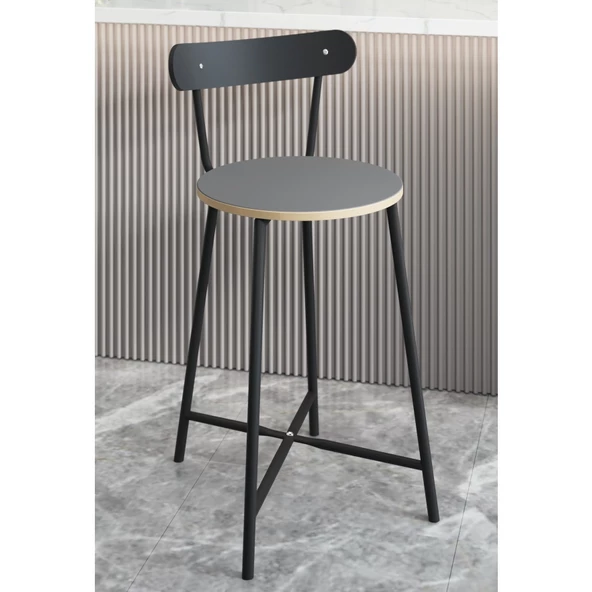 Eportatif Bar Sandalyesi Oval Mutfak Taburesi Füme 1513