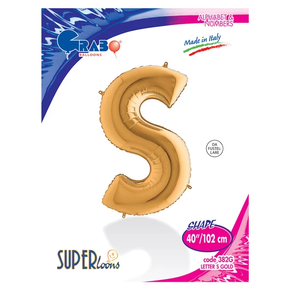 S Harf Grabo Altın Folyo Balon 102 cm - Resim 2
