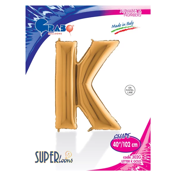 K Harf Grabo Altın Folyo Balon 102 cm - Resim 2