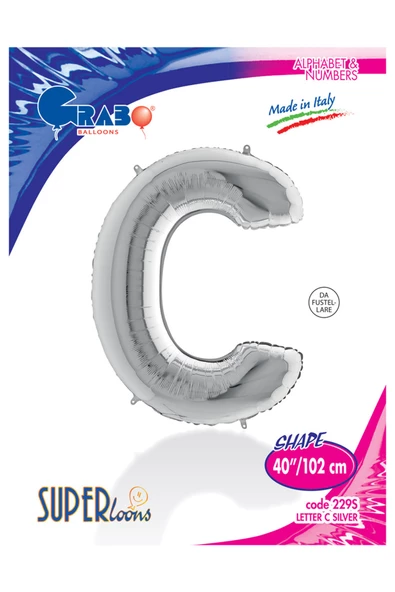 C Harf Grabo Gümüş Folyo Balon 102 cm - 4