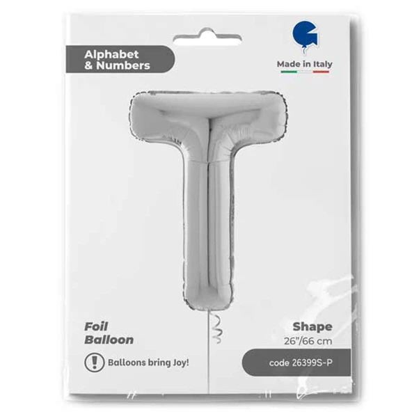 T Harf Grabo Gümüş Folyo Balon 66 cm - Resim 2