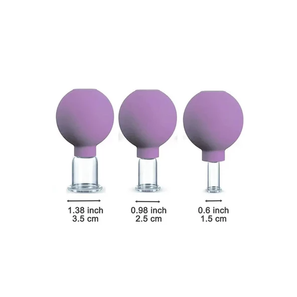 Silikon Vakumlu Cam Yüz Masaj Kupası 3'lü Set Mor Renk - Resim 2