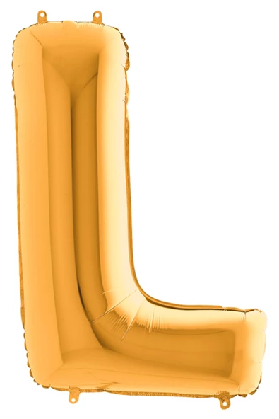 L Harf Grabo Altın Folyo Balon 102 cm - Resim 3