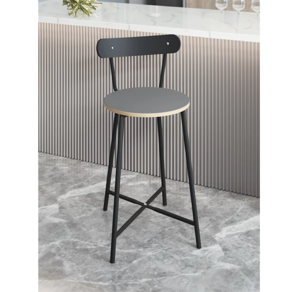 Eportatif Bar Sandalyesi Oval Mutfak Taburesi Füme 1513 - 2