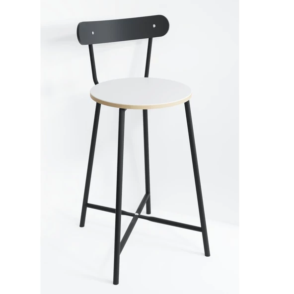 Eportatif Bar Sandalyesi Oval Mutfak Taburesi Beyaz 1512 - 5