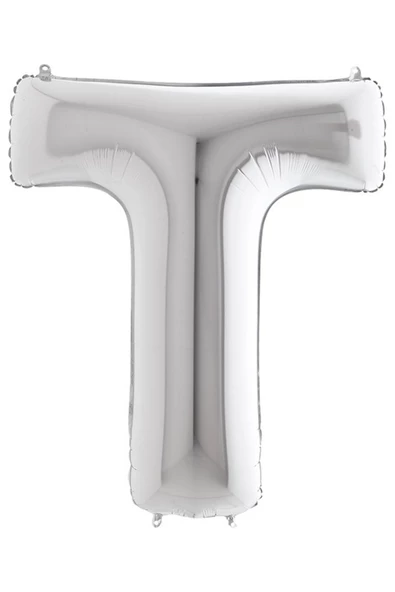 T Harf Grabo Gümüş Folyo Balon 102 cm - Resim 3