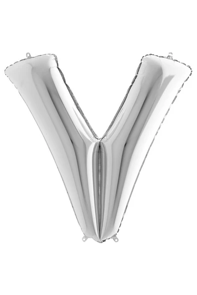V Harf Grabo Gümüş Folyo Balon 102 cm - 3