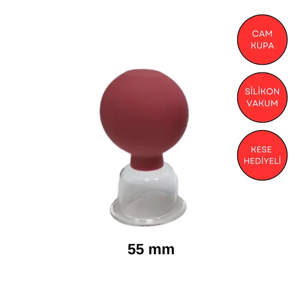 Silikon Vakumlu Boyun Bölgesi Kullanım İçin Cam Masaj Kupası No:4 Kırmızı Renk ürün görseli