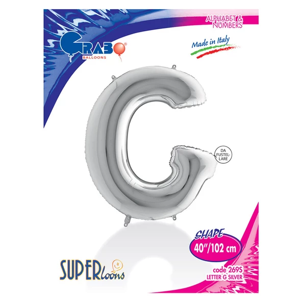 G Harf Grabo Gümüş Folyo Balon 102 cm - Resim 2