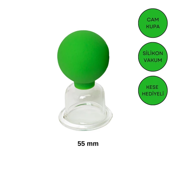 Silikon Vakumlu Boyun Bölgesi Kullanım İçin Cam Masaj Kupası No:4 Açık Yeşil Renk ürün görseli 1