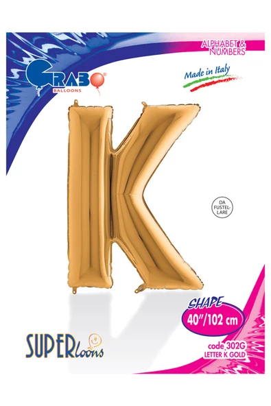 K Harf Grabo Altın Folyo Balon 102 cm - Resim 4