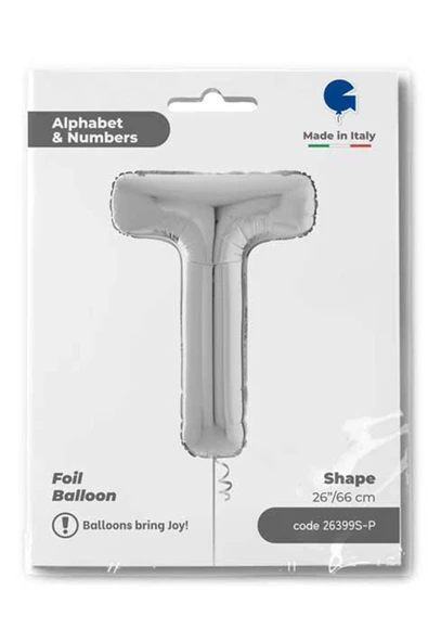 T Harf Grabo Gümüş Folyo Balon 66 cm - Resim 4