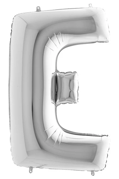 E Harf Grabo Gümüş Folyo Balon 102 cm - 3