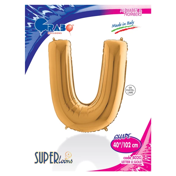 U Harf Grabo Altın Folyo Balon 102 cm - Resim 2