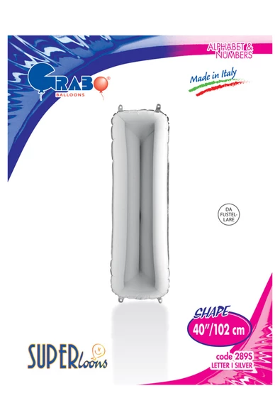 I Harf Grabo Gümüş Folyo Balon 102 cm - Resim 4