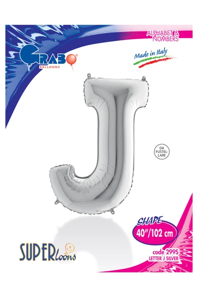 J Harf Grabo Gümüş Folyo Balon 102 cm - Resim 4
