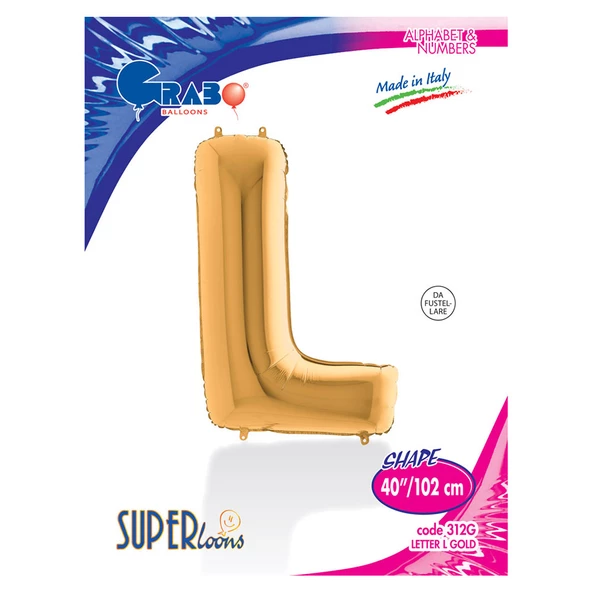 L Harf Grabo Altın Folyo Balon 102 cm - Resim 2