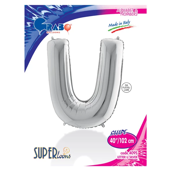U Harf Grabo Gümüş Folyo Balon 102 cm - Resim 2