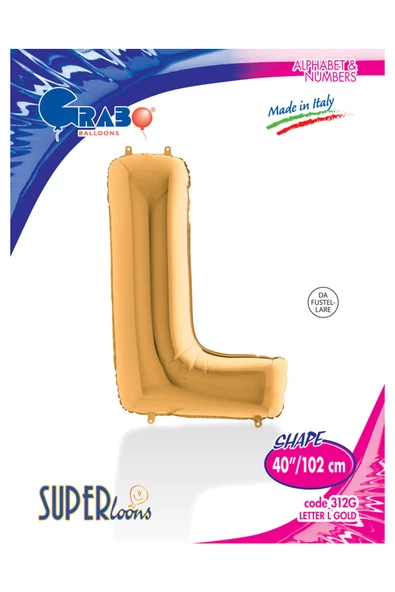 L Harf Grabo Altın Folyo Balon 102 cm - Resim 4