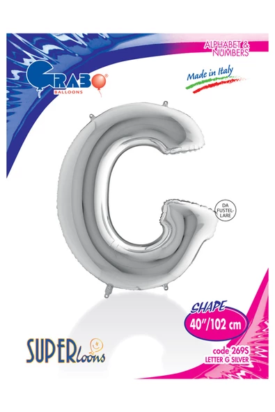 G Harf Grabo Gümüş Folyo Balon 102 cm - Resim 4