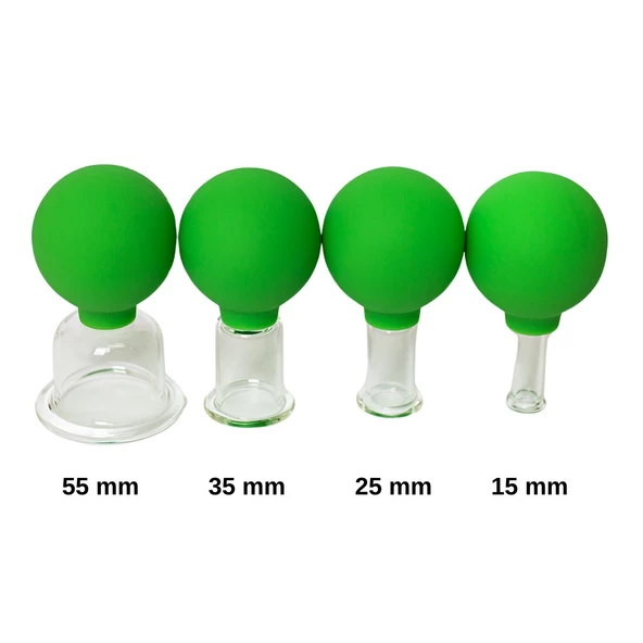 Silikon Vakumlu Cam Yüz Masaj Kupası 4'lü Set Açık Yeşil Renk - Resim 2