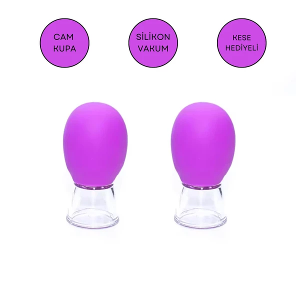 Mini Silikon Vakumlu Mika Yüz Masaj Kupası 2'li Set Mor Renk ürün görseli