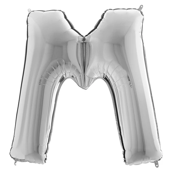 M Harf Grabo Gümüş Folyo Balon 102 cm ürün görseli