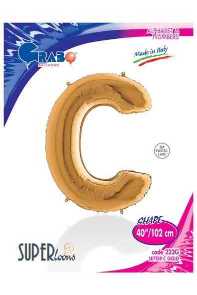 C Harf Grabo Altın Folyo Balon 102 cm - 4